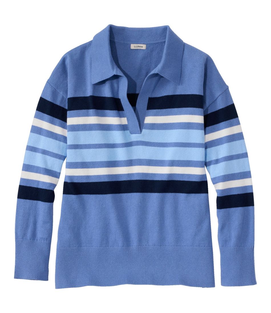 Women's Cotton/Cashmere Sweater, Polo Stripe | L.L.Bean on sale