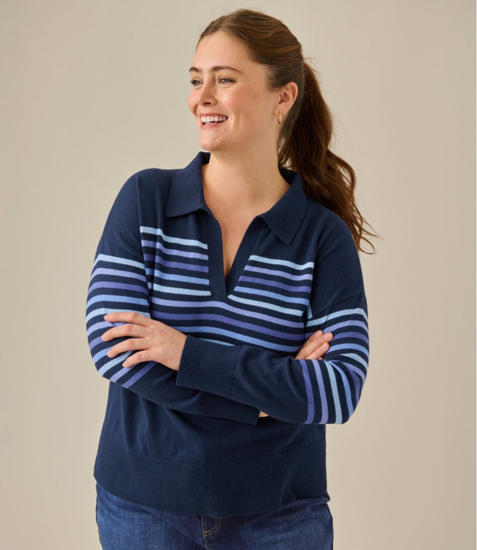 Women's Cotton/Cashmere Sweater, Polo Stripe | L.L.Bean on sale