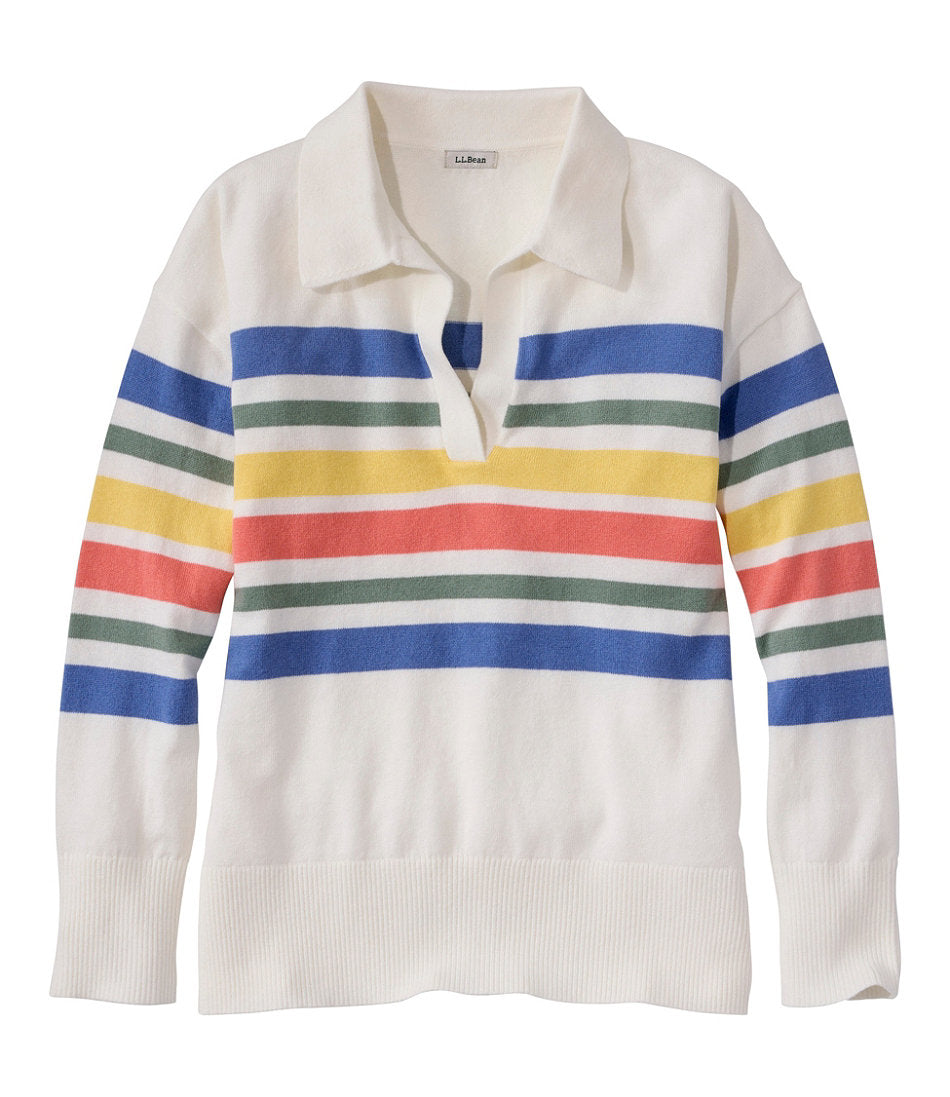Women's Cotton/Cashmere Sweater, Polo Stripe | L.L.Bean on sale