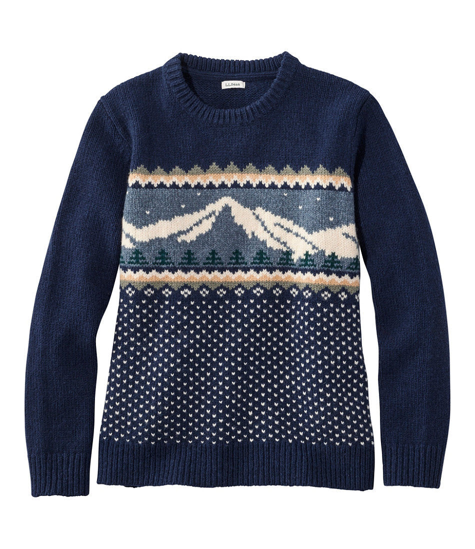 Women's Bean's Classic Ragg Wool Crewneck Intarsia Sweater | L.L.Bean for sale