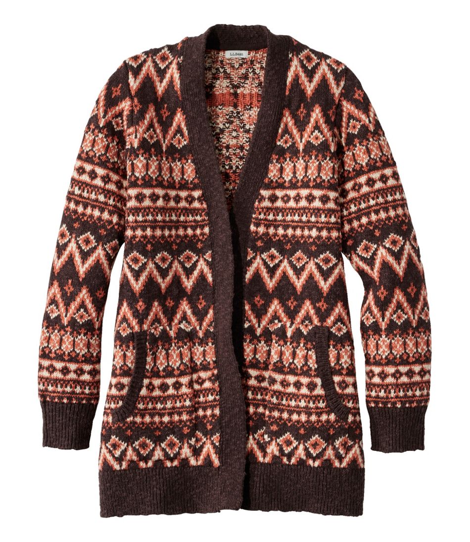 Women's Cotton Ragg Sweater, Open Cardigan Fair Isle | L.L.Bean outlet