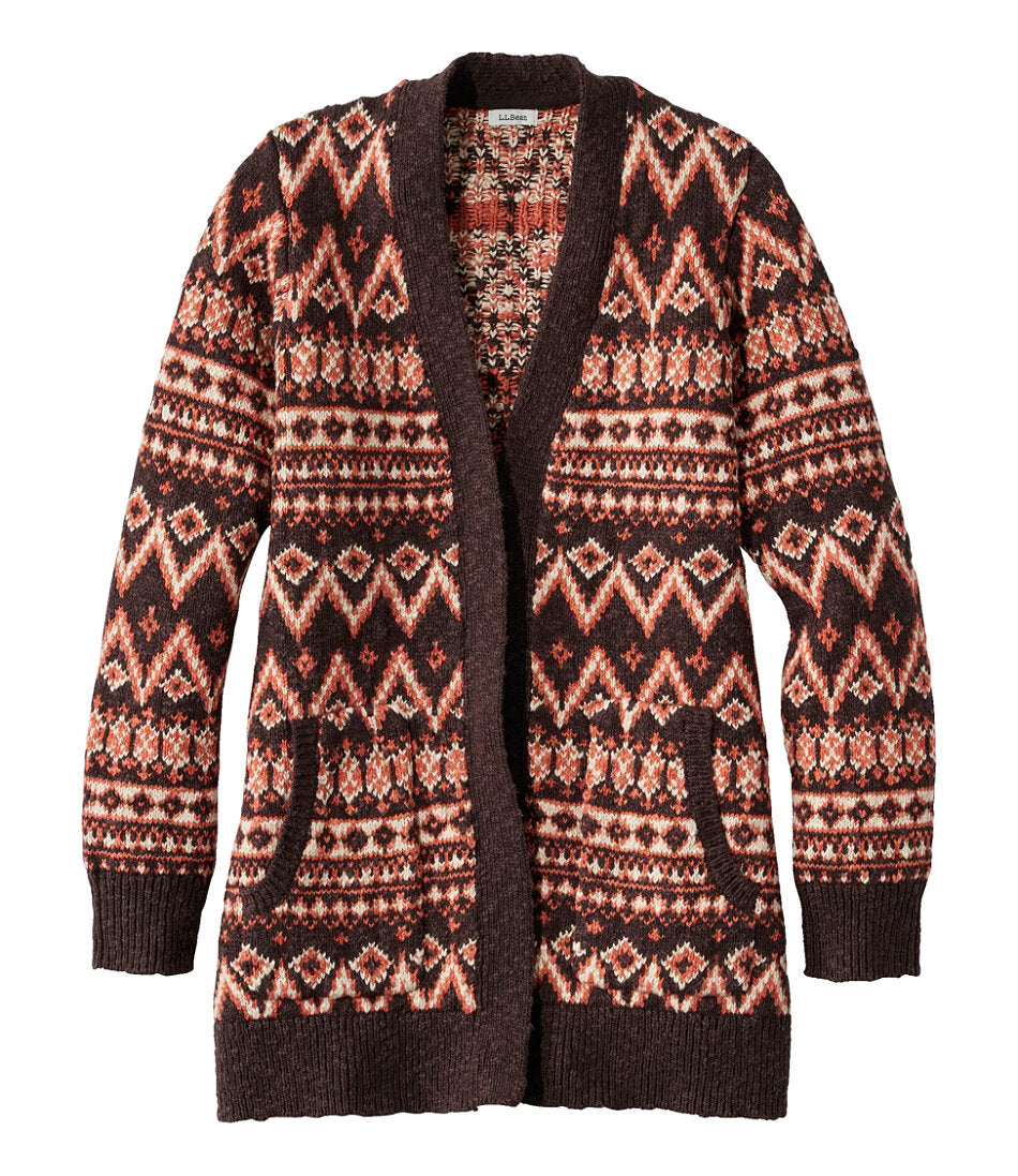 Women's Cotton Ragg Sweater, Open Cardigan Fair Isle | L.L.Bean outlet
