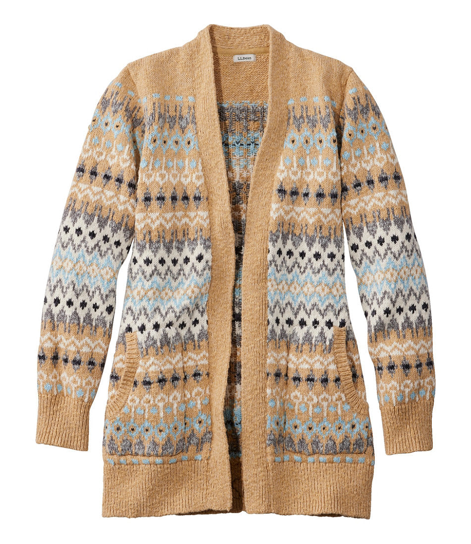 Women's Cotton Ragg Sweater, Open Cardigan Fair Isle | L.L.Bean outlet
