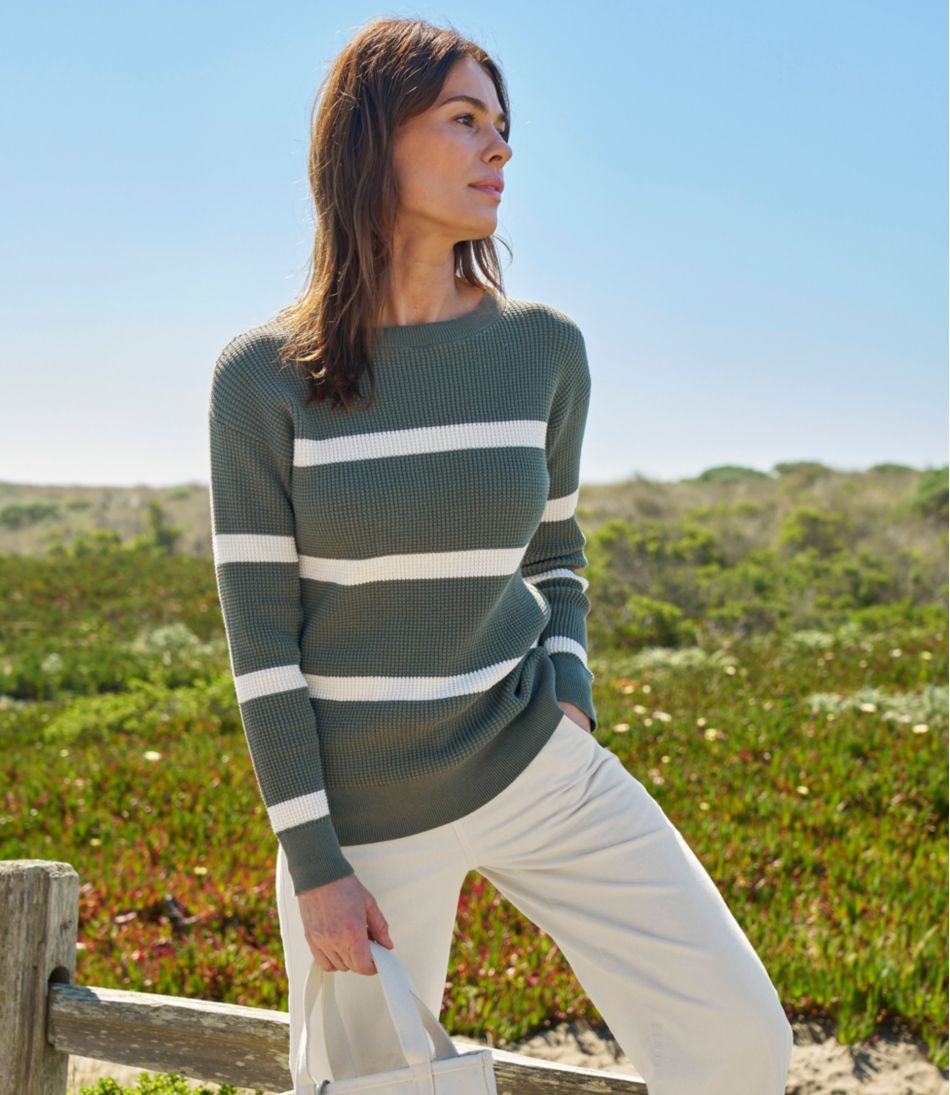 Women's Sunwashed Waffle Sweater, Pullover Stripe | L.L.Bean on sale
