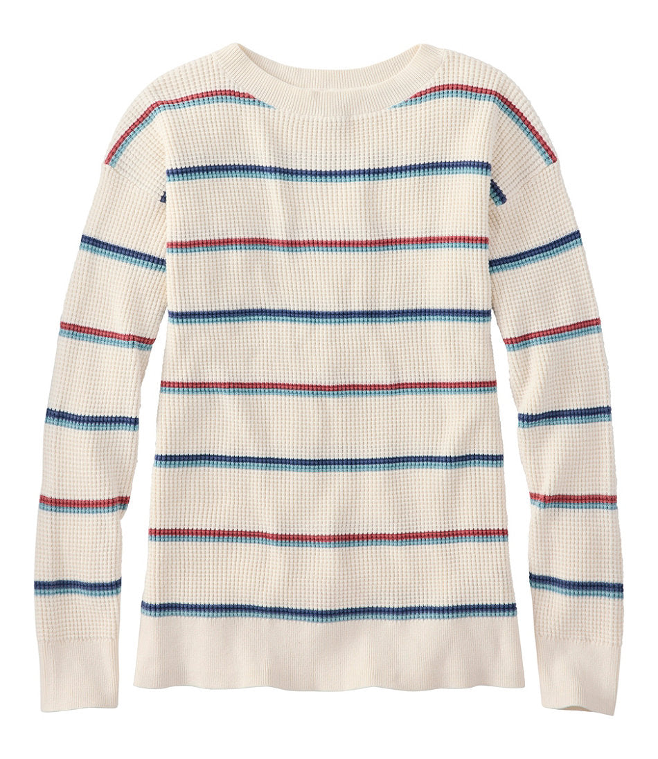 Women's Sunwashed Waffle Sweater, Pullover Stripe | L.L.Bean on sale