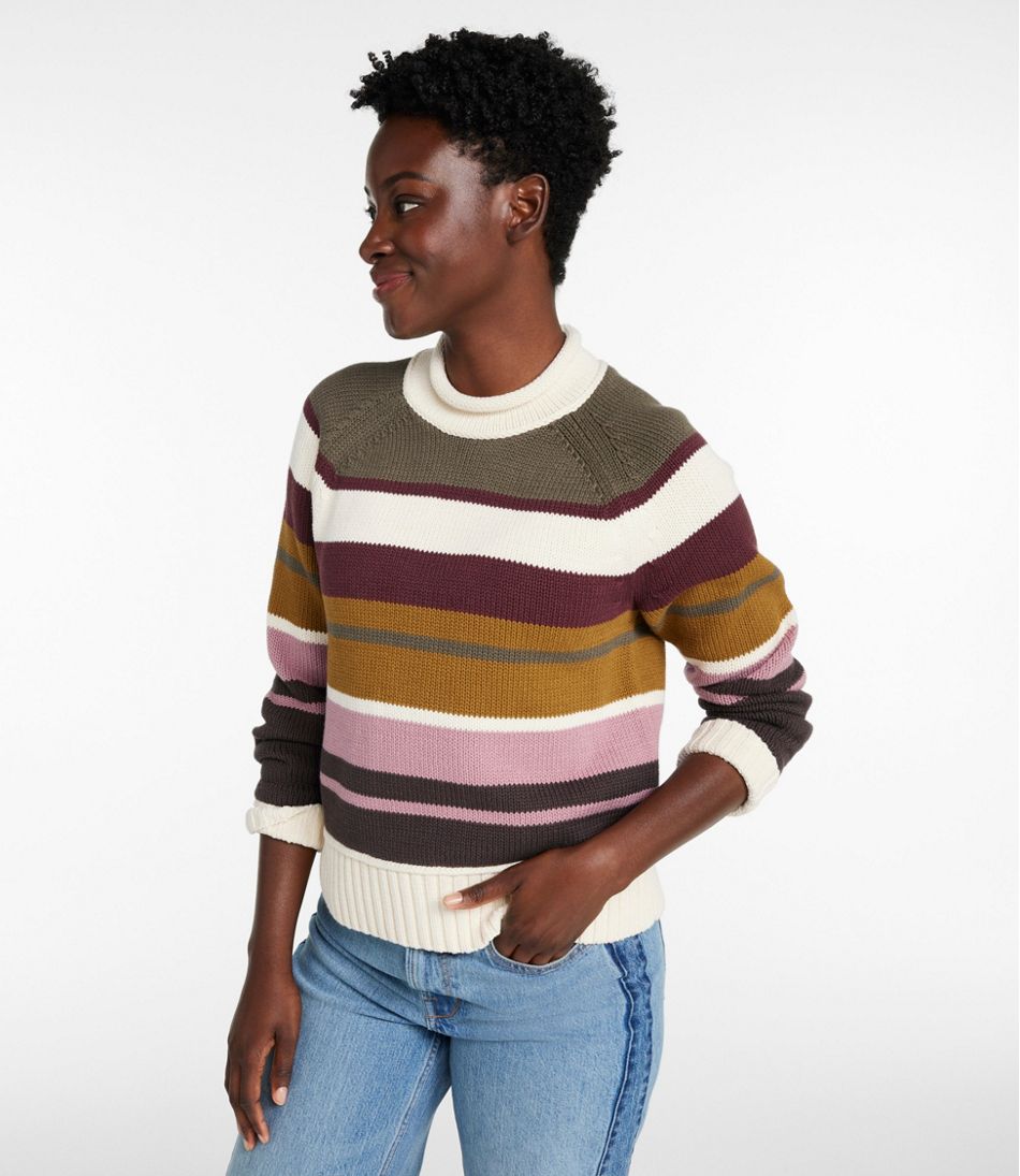 Women's Signature Original Cotton Sweater, Rollneck Stripe | L.L.Bean outlet