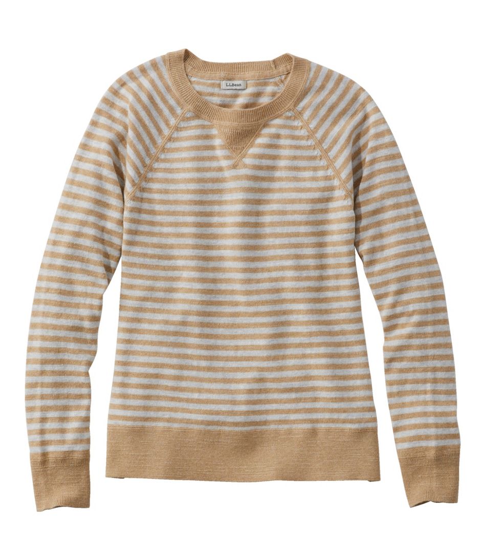 Women's Organic Cotton Slub Sweater, Crewneck Stripe | L.L.Bean online