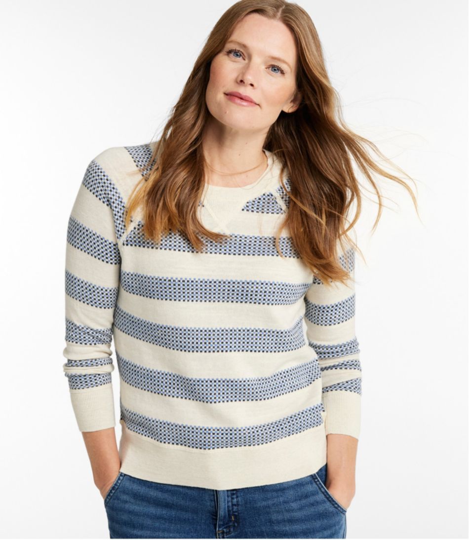 Women's Organic Cotton Slub Sweater, Crewneck Stripe | L.L.Bean online