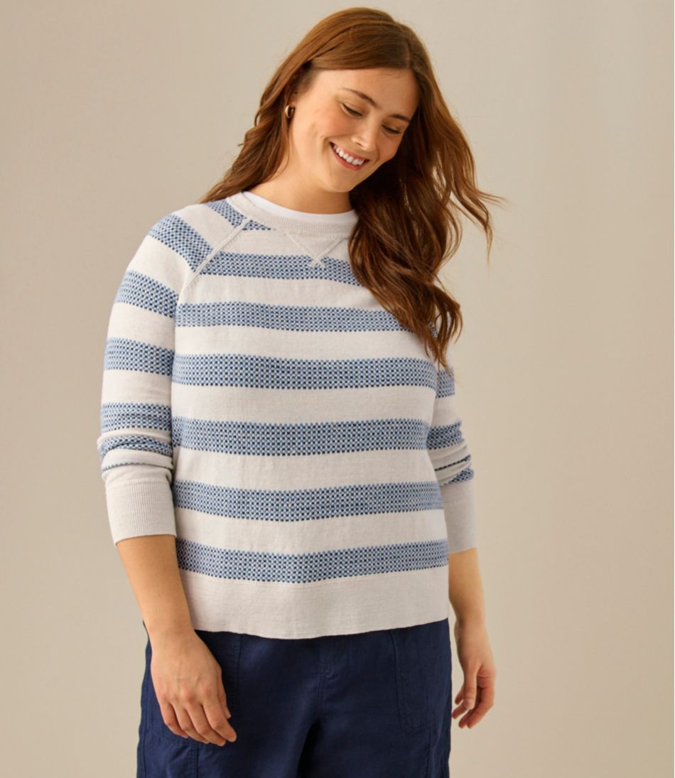 Women's Organic Cotton Slub Sweater, Crewneck Stripe | L.L.Bean online