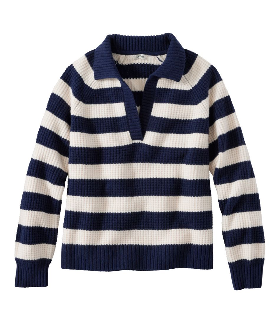 Women's SuperSoft Waffle Sweater, Polo Stripe | L.L.Bean sale