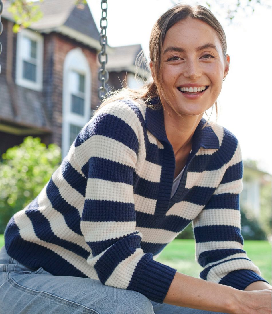 Women's SuperSoft Waffle Sweater, Polo Stripe | L.L.Bean sale