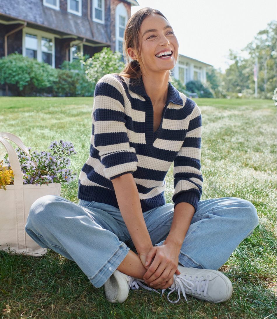 Women's SuperSoft Waffle Sweater, Polo Stripe | L.L.Bean sale