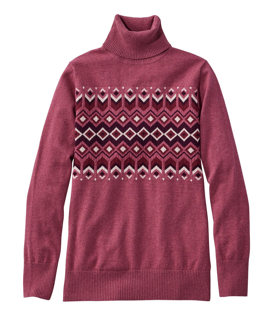 Women's Cotton/Cashmere Sweater, Turtleneck Intarsia | L.L.Bean for sale