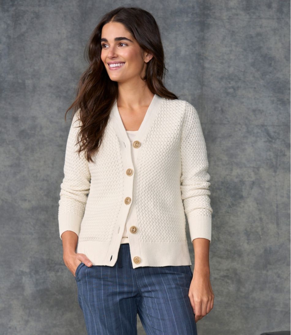Women's Basketweave Sweater, Button-Front Cardigan | L.L.Bean sale