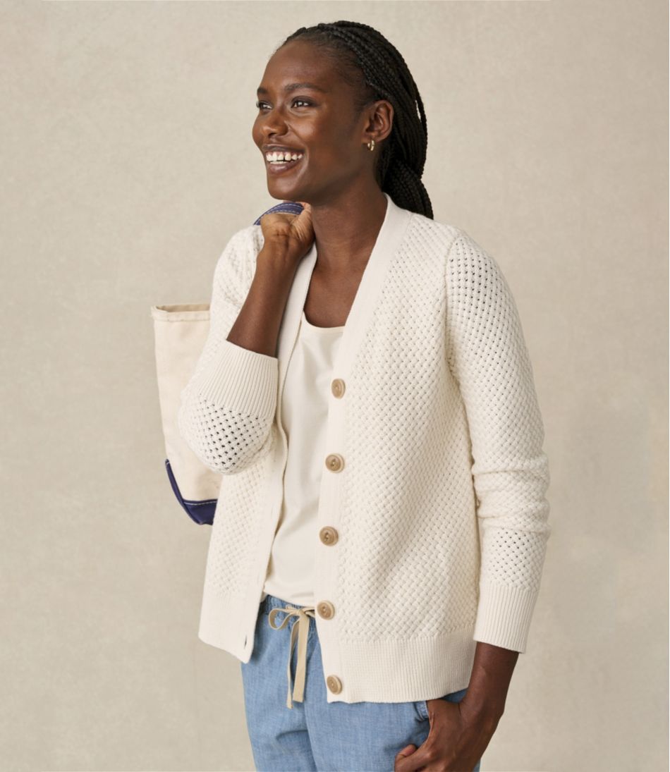 Women's Basketweave Sweater, Button-Front Cardigan | L.L.Bean sale
