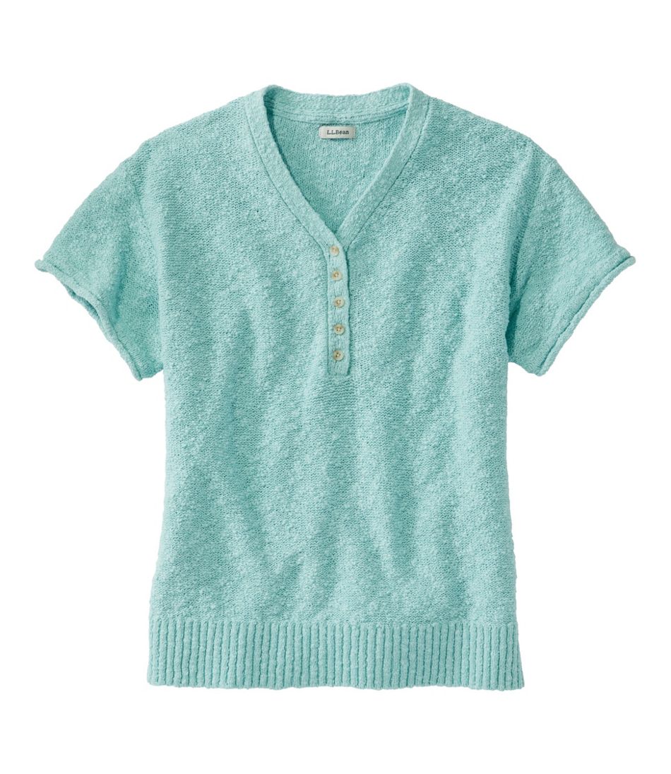 Women's Midweight Cotton Slub Sweater, Henley Short-Sleeve | L.L.Bean for sale