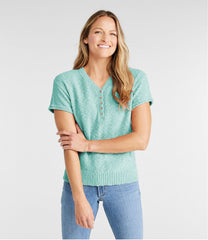 Women's Midweight Cotton Slub Sweater, Henley Short-Sleeve | L.L.Bean for sale