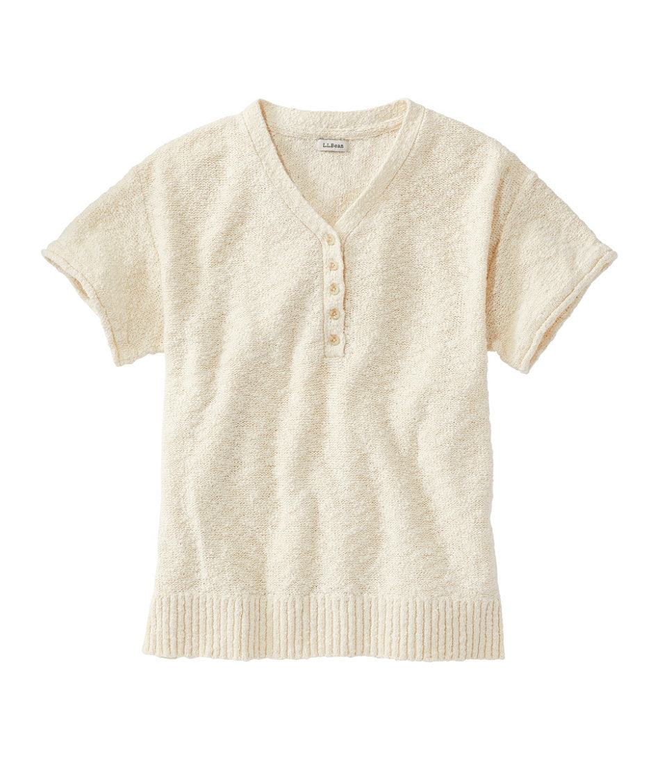 Women's Midweight Cotton Slub Sweater, Henley Short-Sleeve | L.L.Bean for sale
