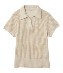 Women's Organic Cotton Slub Pointelle Sweater, Polo | L.L.Bean on sale
