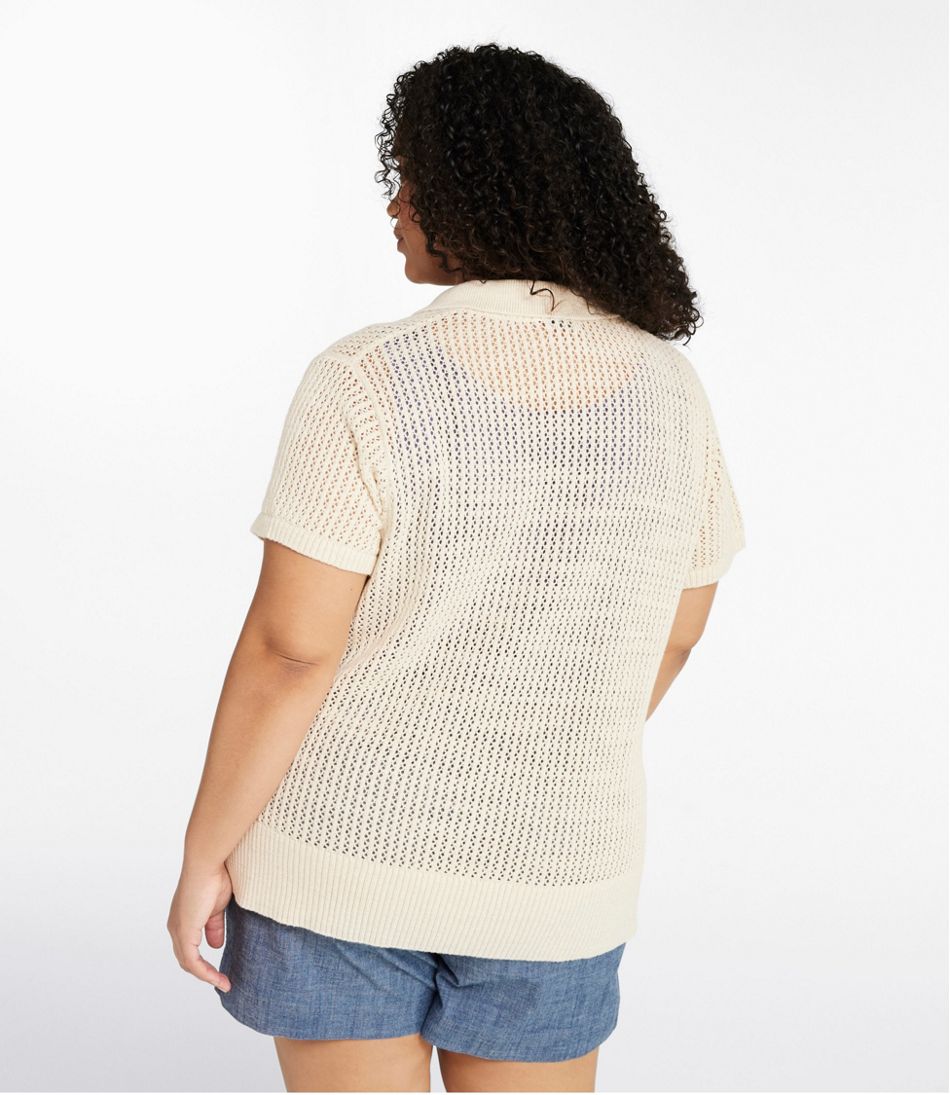 Women's Organic Cotton Slub Pointelle Sweater, Polo | L.L.Bean on sale