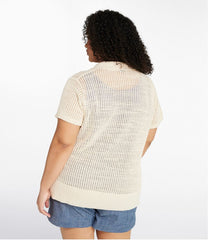 Women's Organic Cotton Slub Pointelle Sweater, Polo | L.L.Bean on sale