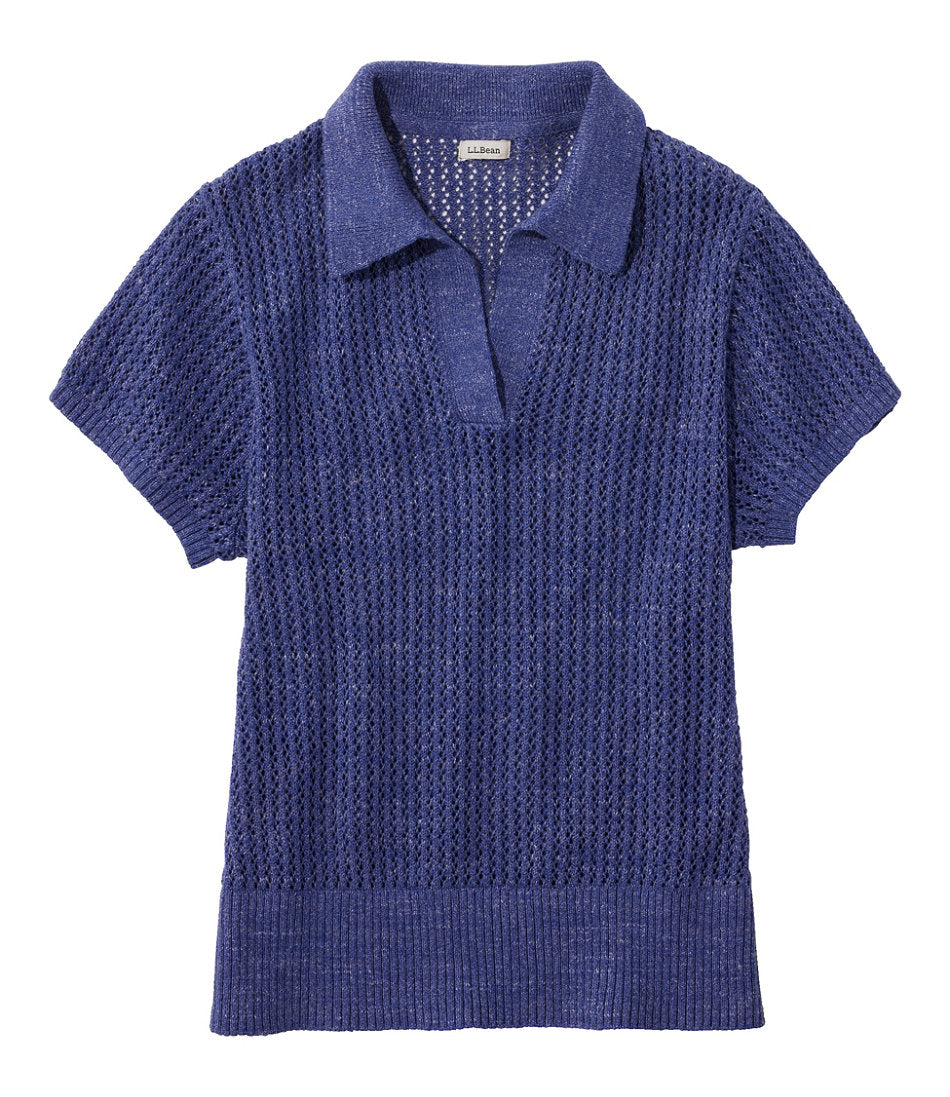 Women's Organic Cotton Slub Pointelle Sweater, Polo | L.L.Bean on sale