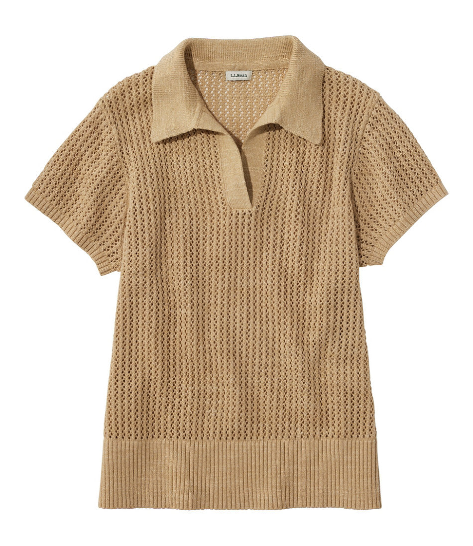 Women's Organic Cotton Slub Pointelle Sweater, Polo | L.L.Bean on sale