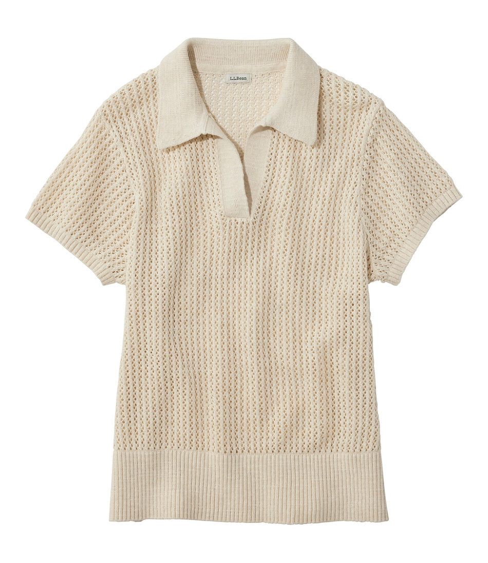 Women's Organic Cotton Slub Pointelle Sweater, Polo | L.L.Bean on sale