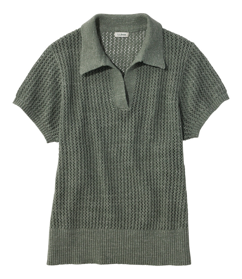 Women's Organic Cotton Slub Pointelle Sweater, Polo | L.L.Bean on sale