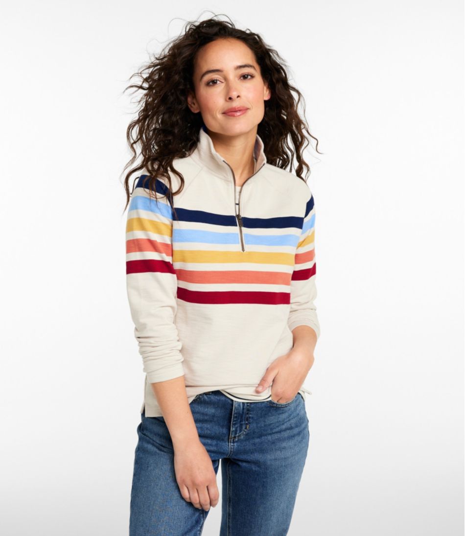 Women's Peaks Island Quarter-Zip Pullover, Stripe | L.L.Bean sale