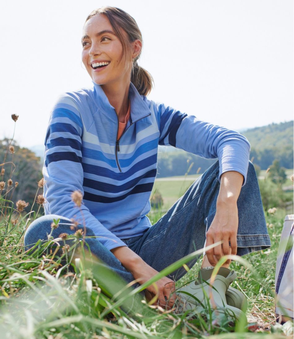Women's Peaks Island Quarter-Zip Pullover, Stripe | L.L.Bean sale