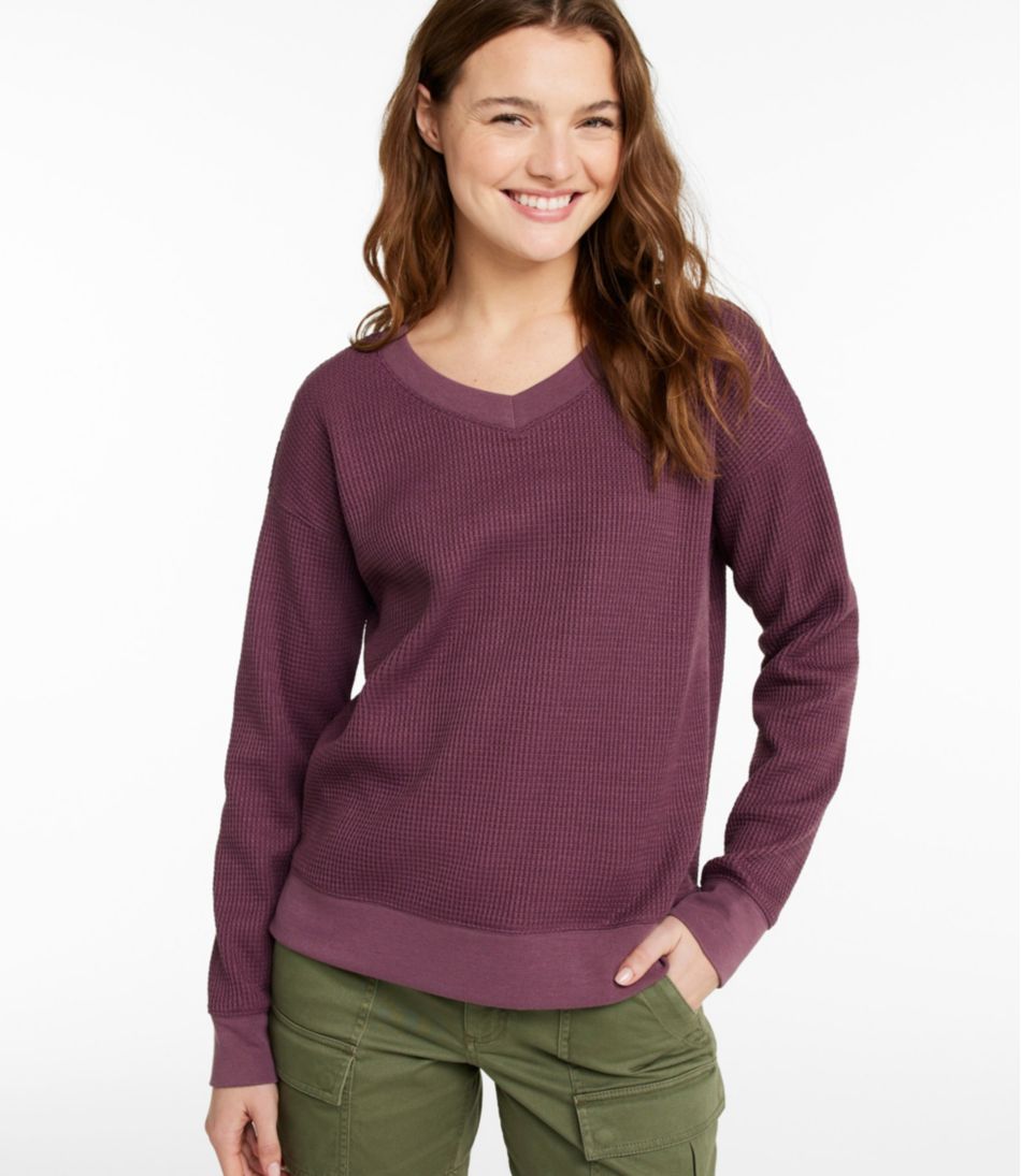 Women's Birchwood Brushed Waffle Top, V-Neck | L.L.Bean discount