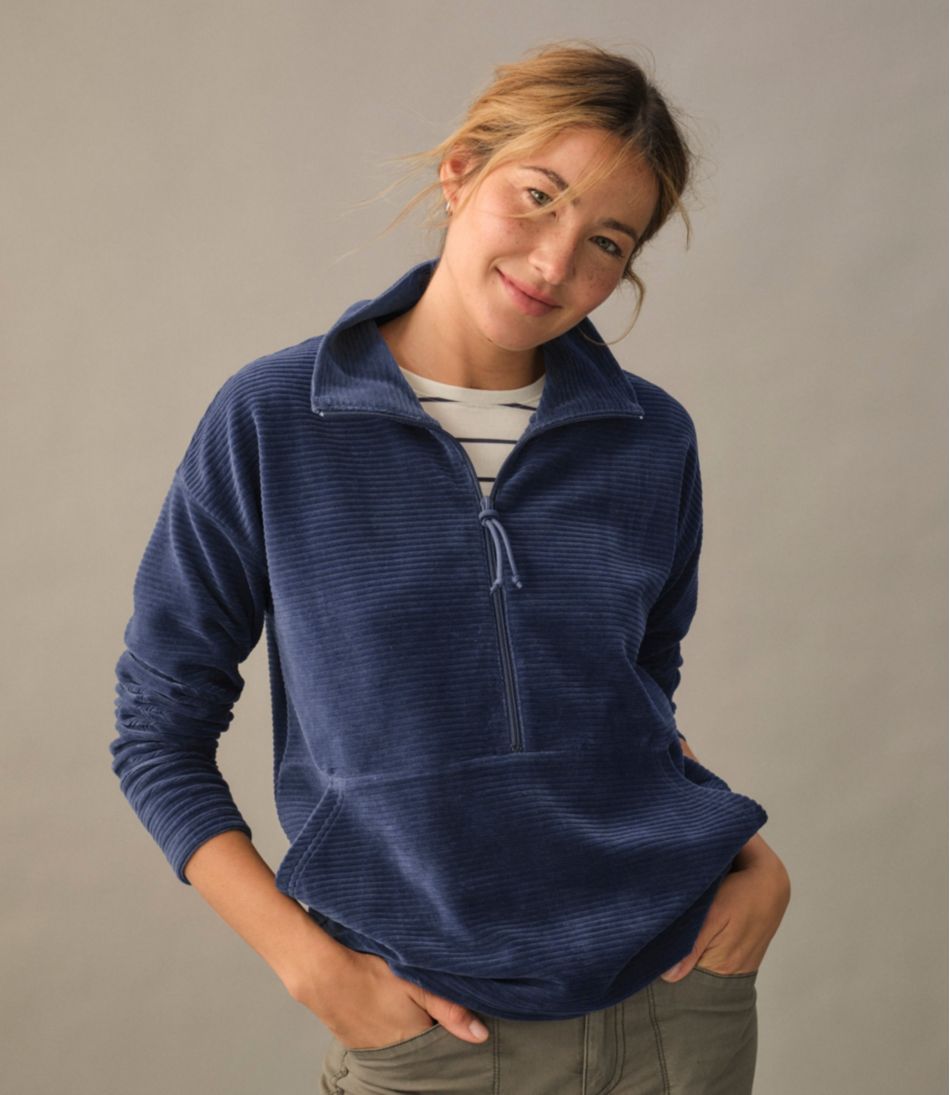 Women's Soft Stretch Corduroy Pullover, Half-Zip | L.L.Bean outlet