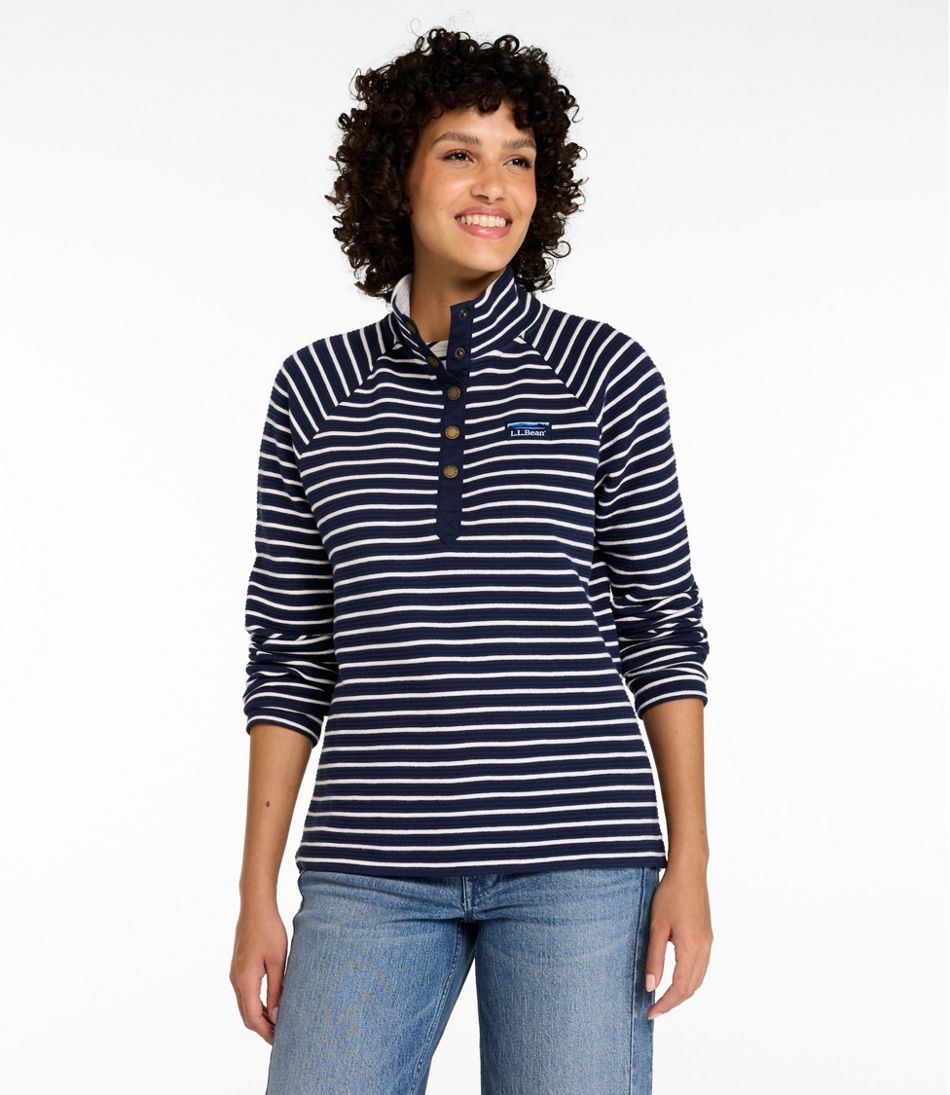 Women's Lakewashed Double-Knit Quarter-Snap, Stripe | L.L.Bean for sale