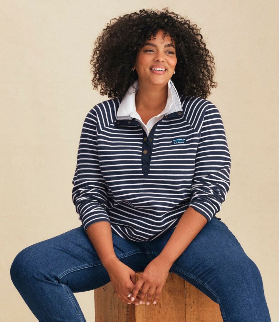 Women's Lakewashed Double-Knit Quarter-Snap, Stripe | L.L.Bean for sale