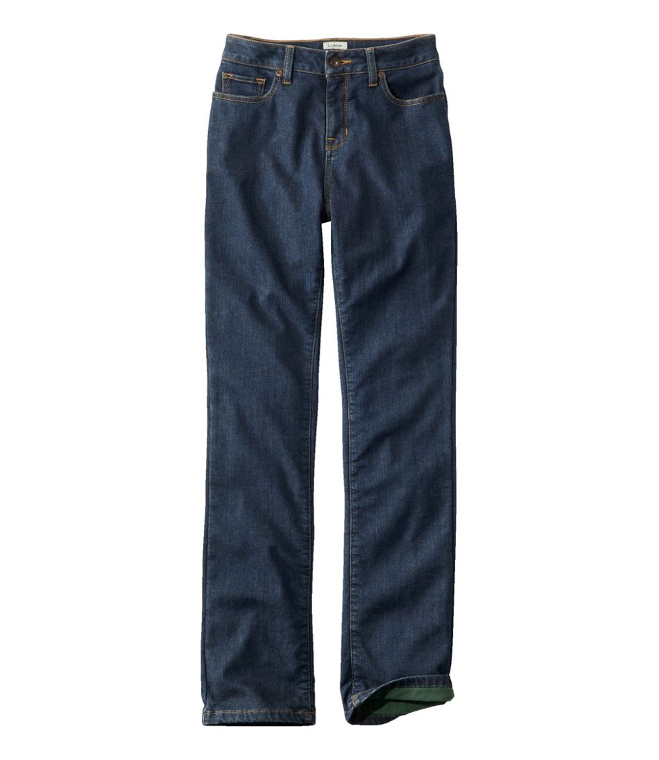 Women's True Shape Jeans, High-Rise Straight-Leg Fleece-Lined | L.L.Bean discount