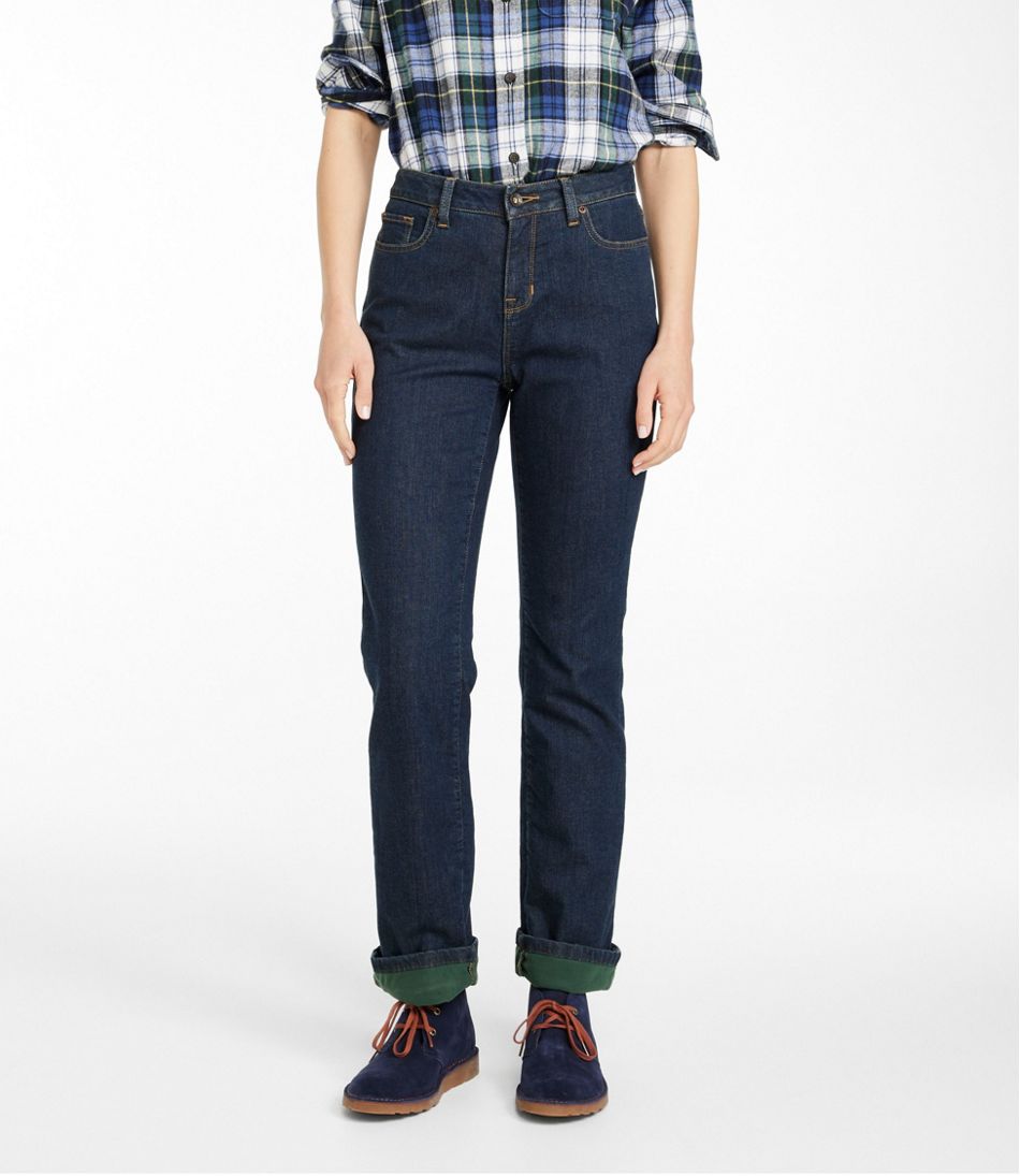 Women's True Shape Jeans, High-Rise Straight-Leg Fleece-Lined | L.L.Bean discount