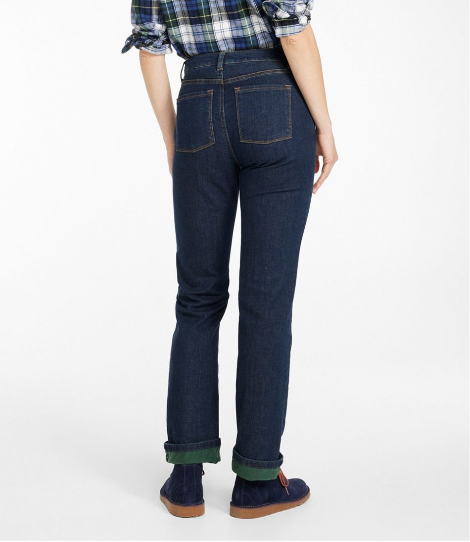 Women's True Shape Jeans, High-Rise Straight-Leg Fleece-Lined | L.L.Bean discount