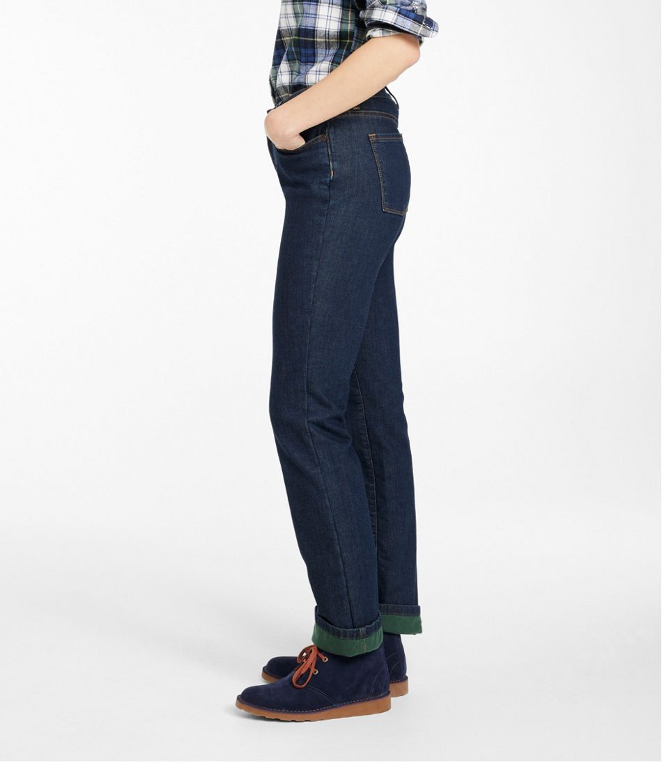 Women's True Shape Jeans, High-Rise Straight-Leg Fleece-Lined | L.L.Bean discount