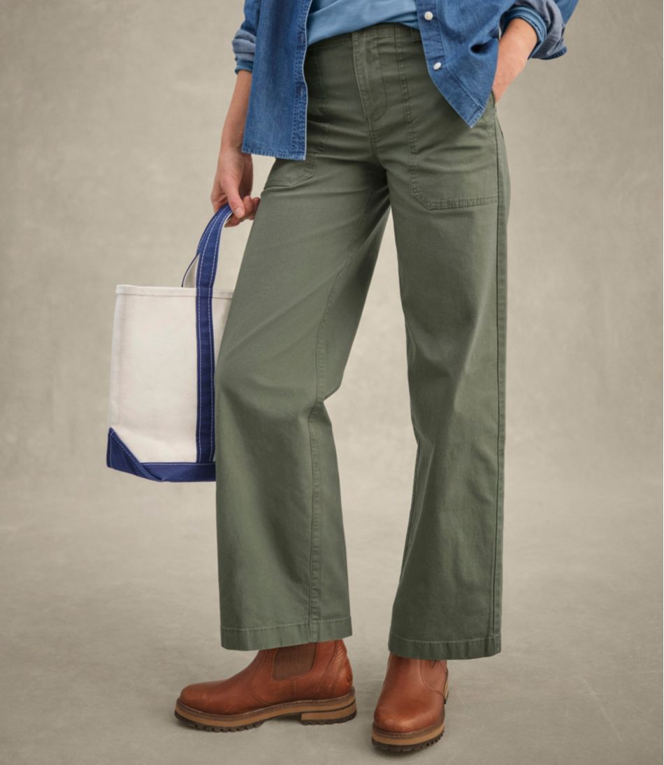 Women's 207 Vintage Cotton Canvas Pants, High-Rise Wide-Leg | L.L.Bean online