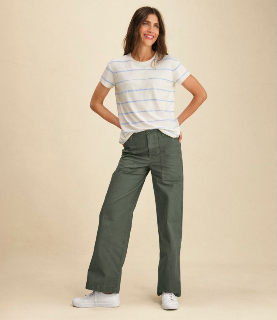 Women's 207 Vintage Cotton Canvas Pants, High-Rise Wide-Leg | L.L.Bean online