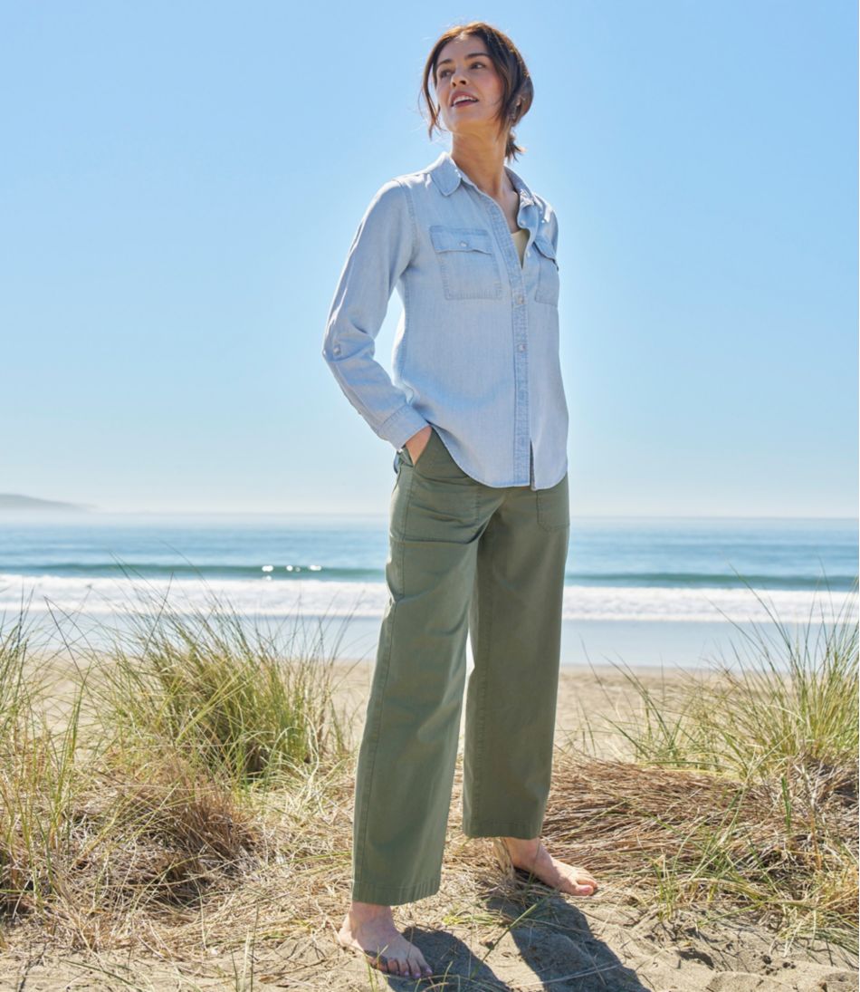 Women's 207 Vintage Cotton Canvas Pants, High-Rise Wide-Leg | L.L.Bean online