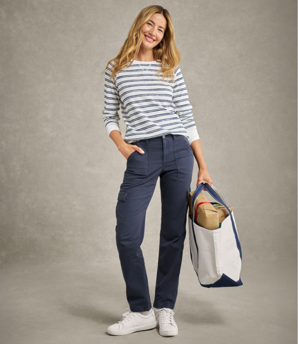 Women's Comfort Stretch Pants, Mid-Rise Straight-Leg Cargo | L.L.Bean online