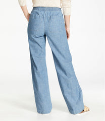 Women's Lakewashed Pull-On Chinos, Mid-Rise Wide-Leg Chambray | L.L.Bean sale