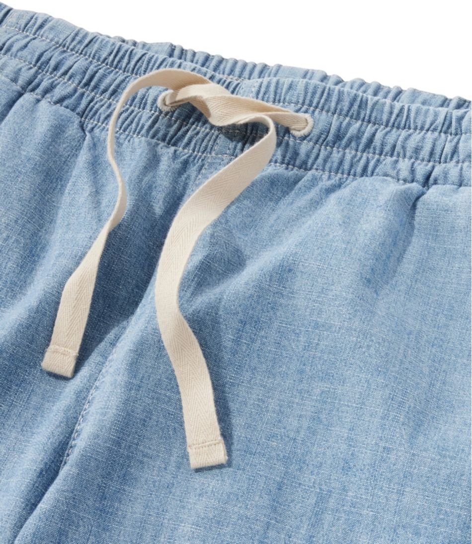 Women's Lakewashed Pull-On Chinos, Mid-Rise Wide-Leg Chambray | L.L.Bean sale