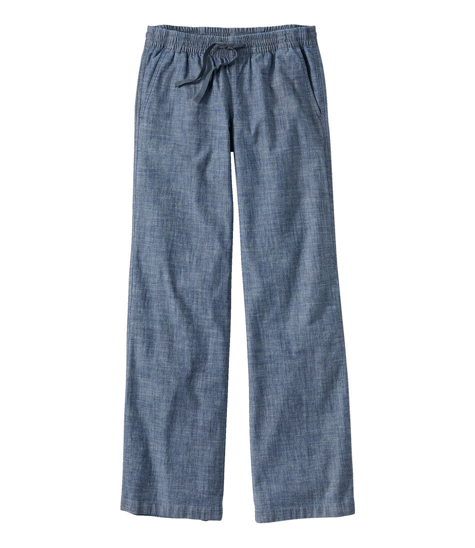 Women's Lakewashed Pull-On Chinos, Mid-Rise Wide-Leg Chambray | L.L.Bean sale
