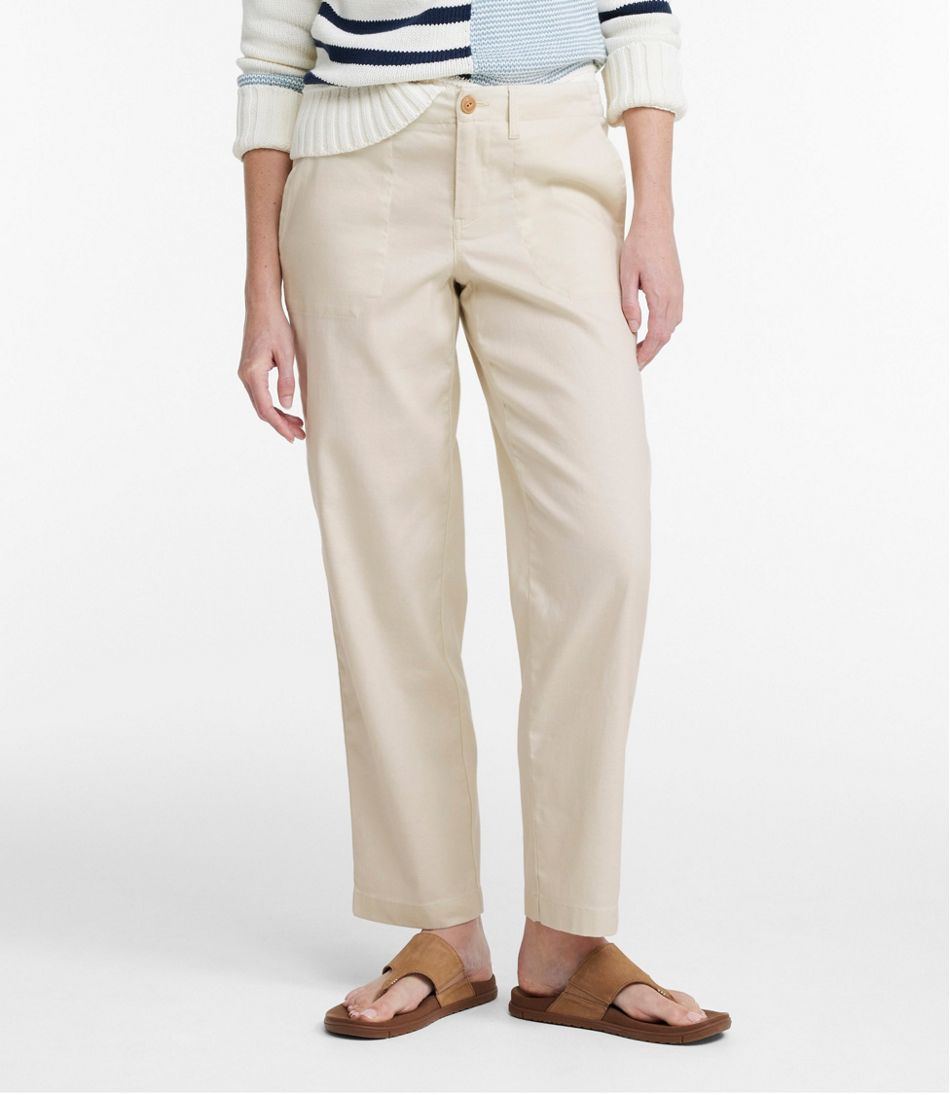 Women's Comfort Stretch Cotton/Linen Pants, High-Rise Ankle | L.L.Bean online