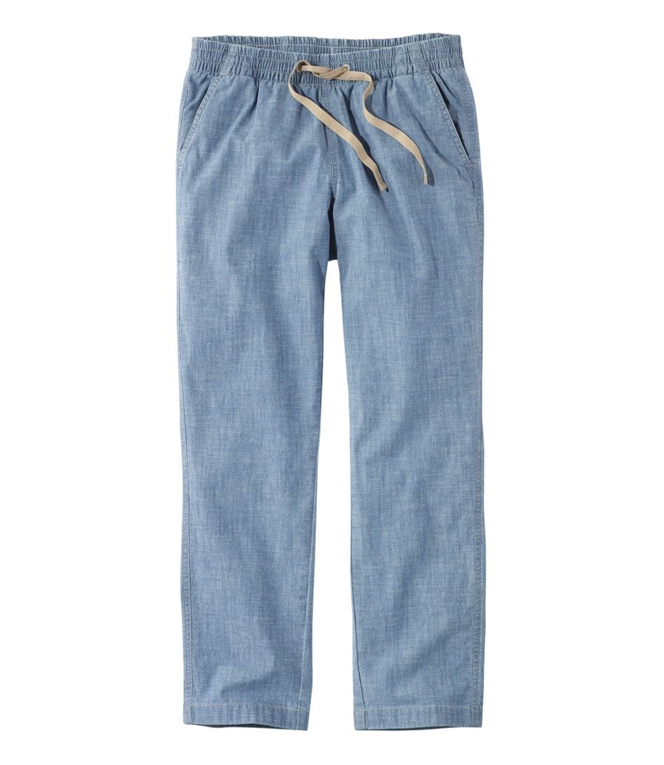 Women's Lakewashed Pull-On Chinos, Mid-Rise Chambray Ankle Pants | L.L.Bean for sale