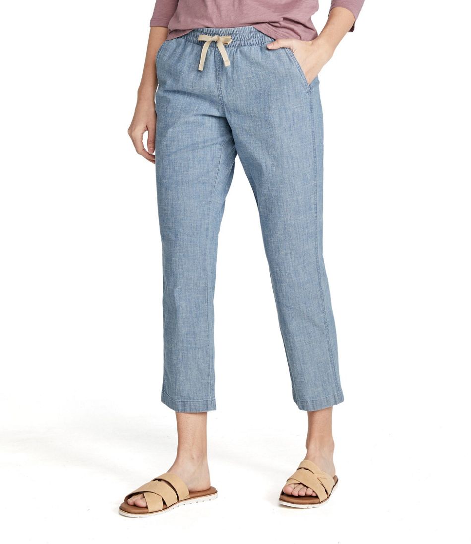Women's Lakewashed Pull-On Chinos, Mid-Rise Chambray Ankle Pants | L.L.Bean for sale