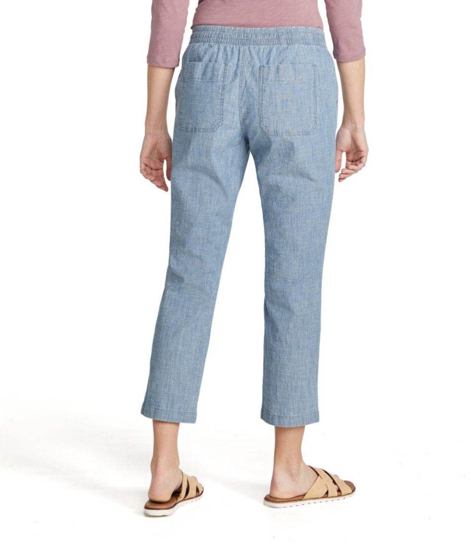 Women's Lakewashed Pull-On Chinos, Mid-Rise Chambray Ankle Pants | L.L.Bean for sale